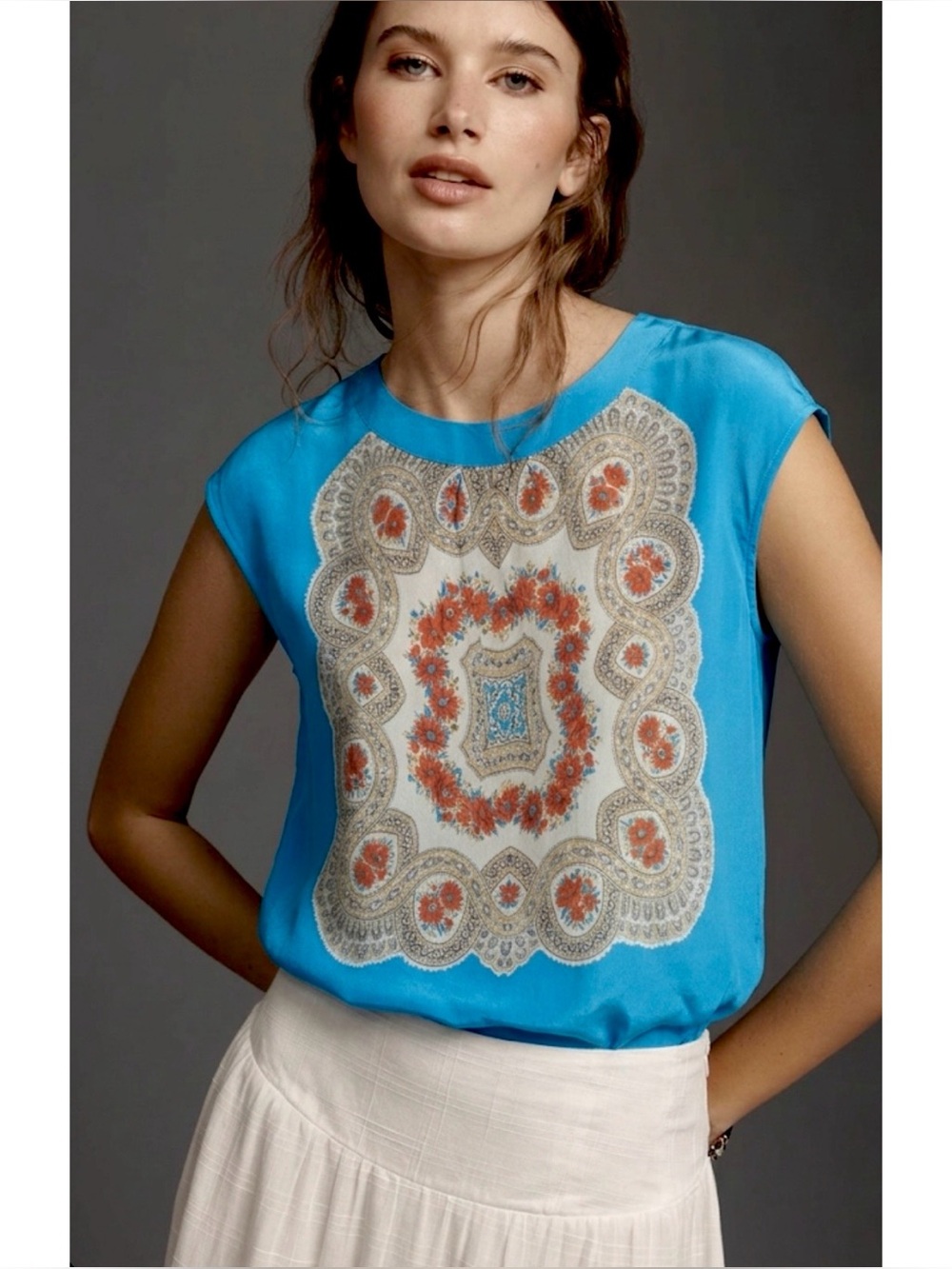 ANTHROPOLOGIE MOULINETTE SOEURS 100% SILK TOP S ROMANTIC FLORAL VICTORIAN WHIMSY